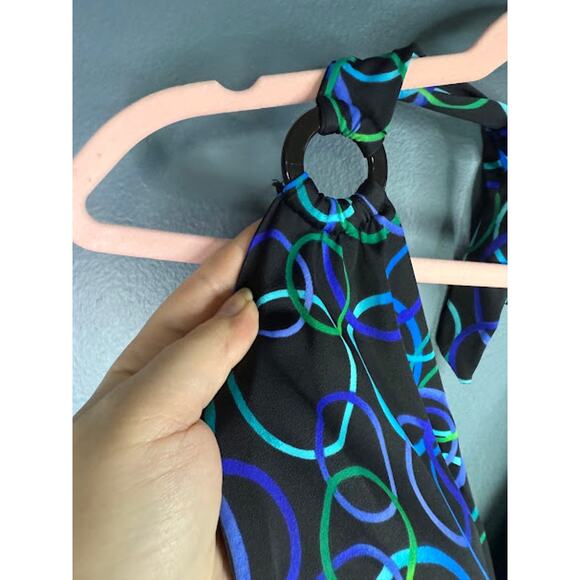 Y2K Halter Top Tankini Women's Size 18 Circle Pattern Princess Diaries Vacation - Picture 4 of 8